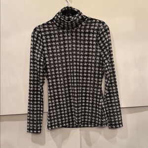 White House Black Market sheer houndstooth turtle neck